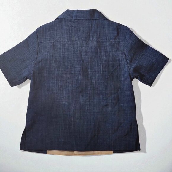 Retro Rockabilly Bowling Shirt – Ready Steady Go Kids – Blue & Light Tan - Picture 2 of 5